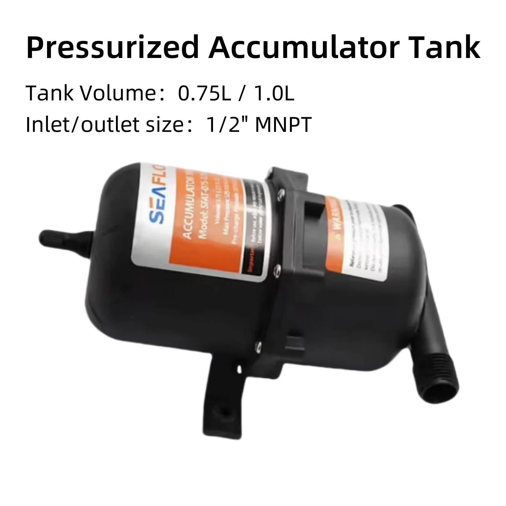 

SEAFLO 0,75 л/1,0 л резервуар для аккумулятора под давлением 1/2 "MNPT для автофургона морской лодки система водяного насоса стабилизатор давления плавный поток