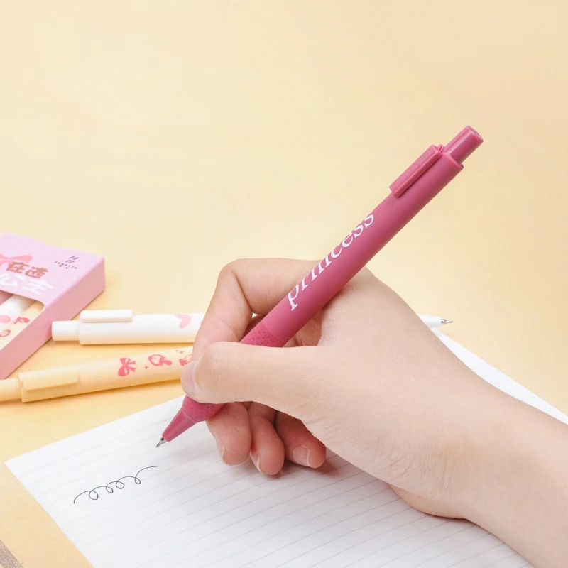 4pcs Sugar Princess Gel Pens Pink Style 0.5mm Ballpoint Black Color Ink for Writing Office School F7502