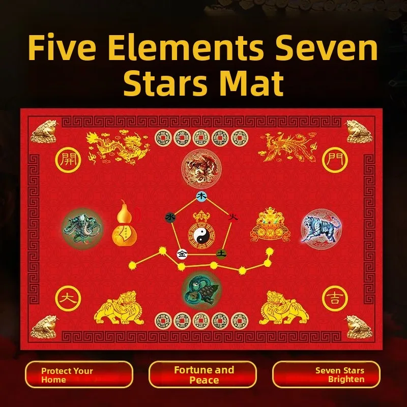 

Новогодний ковер «Семь звезд» Red Celebration Good Lu Money Вход Спальня Балкон Дверной коврик Полиэфирное волокно Квадрат