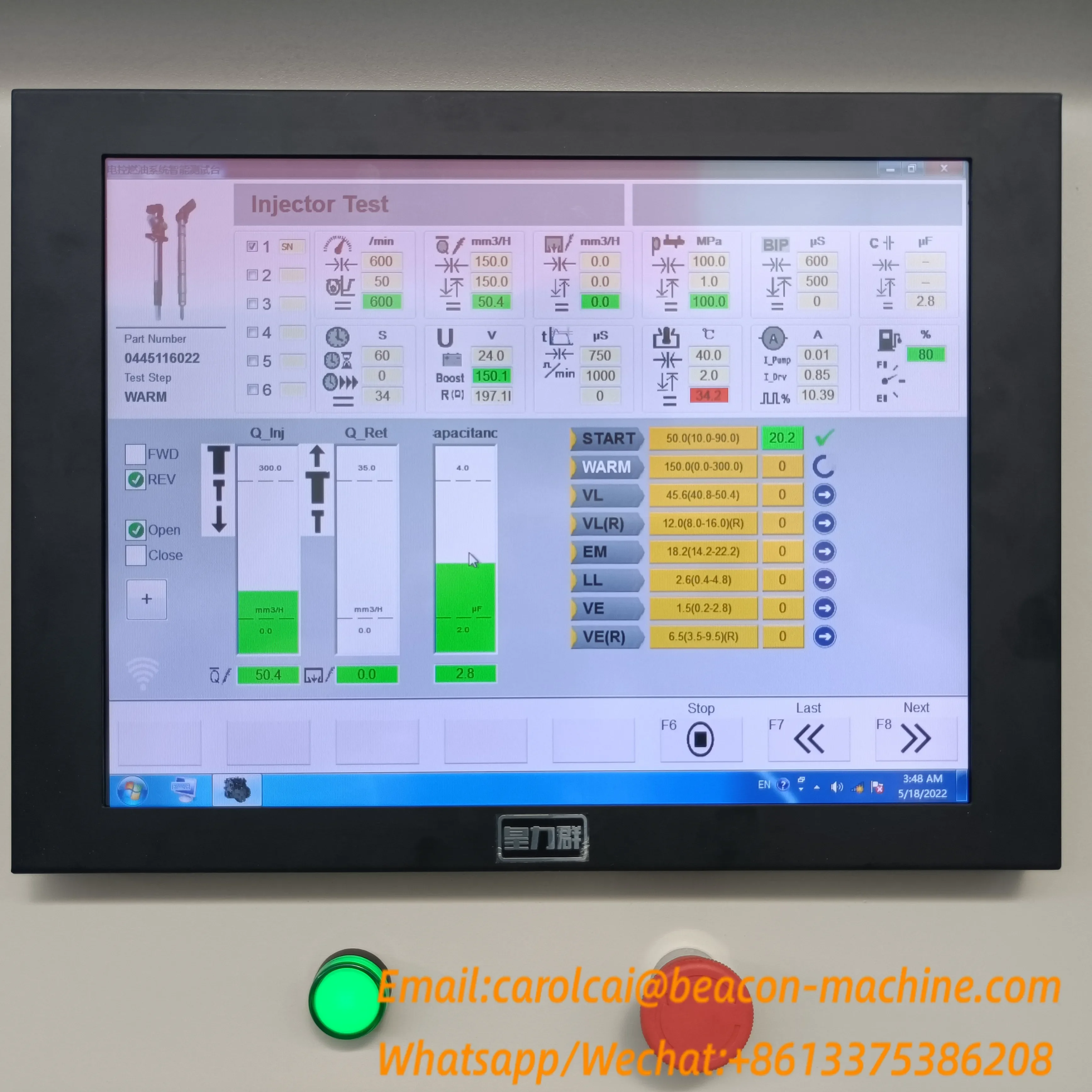 Banco de teste comum do injetor de combustível do trilho da Beacon com sensor de fluxo CR Piezo CR307