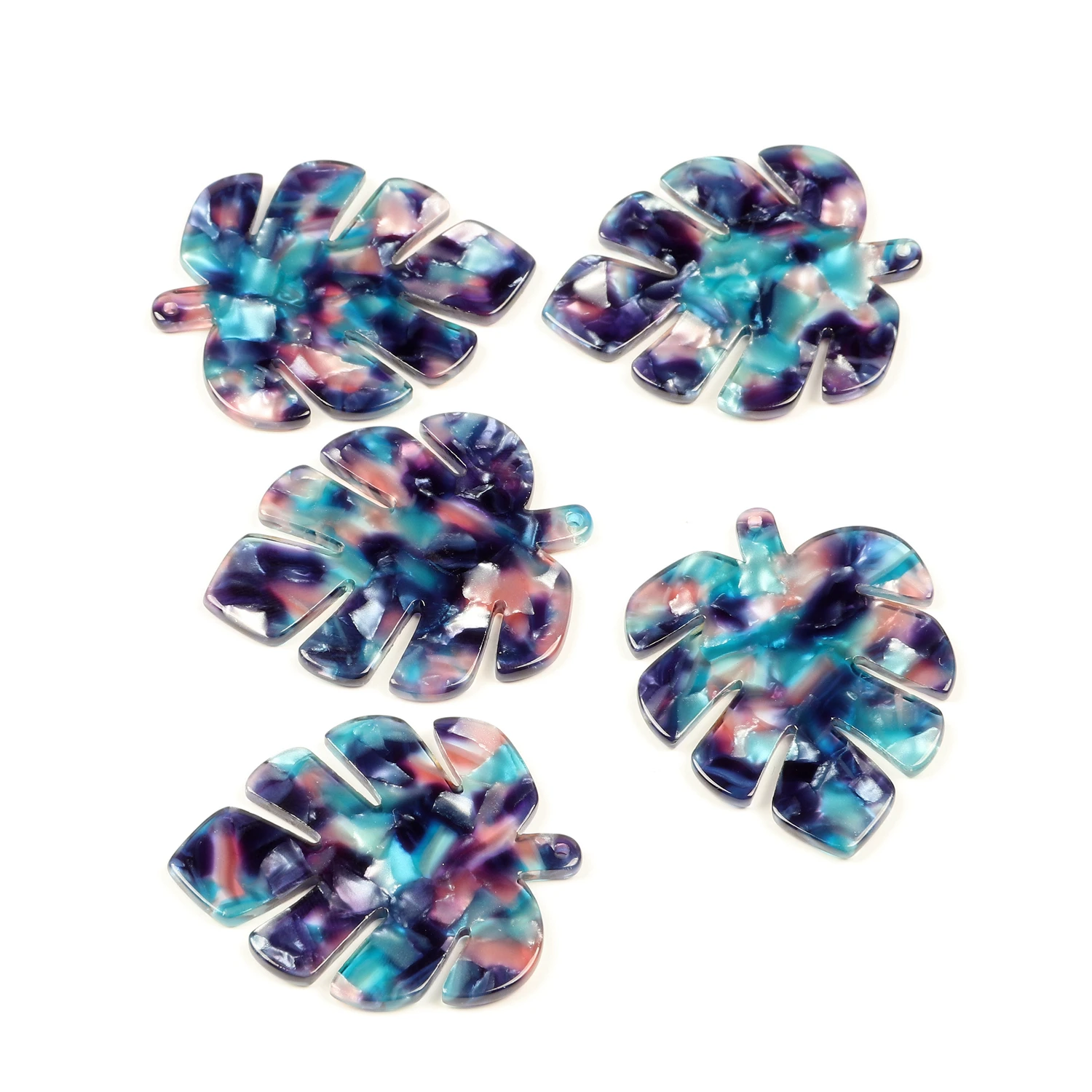 Acetat-Acryl-Anhänger, Schildpatt-Charms, große Monstera-Blatt-Form, Boho-Schmuck, Ohrringteile, Ohrring-Zubehör – Detail 19