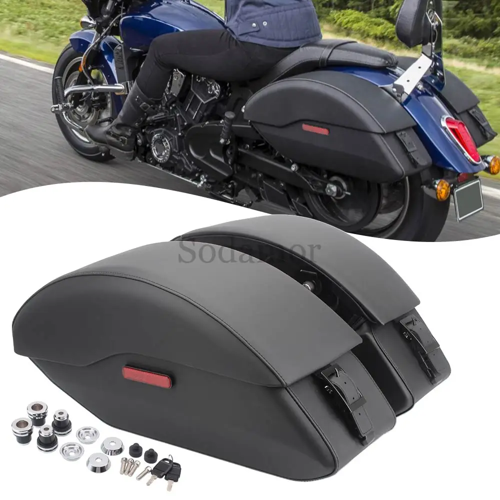 For Indian Scout 2015-2023/ Scout Sixty 2016-2023 Black Quick Release Saddlebags Side Box with Mount Spools Kits