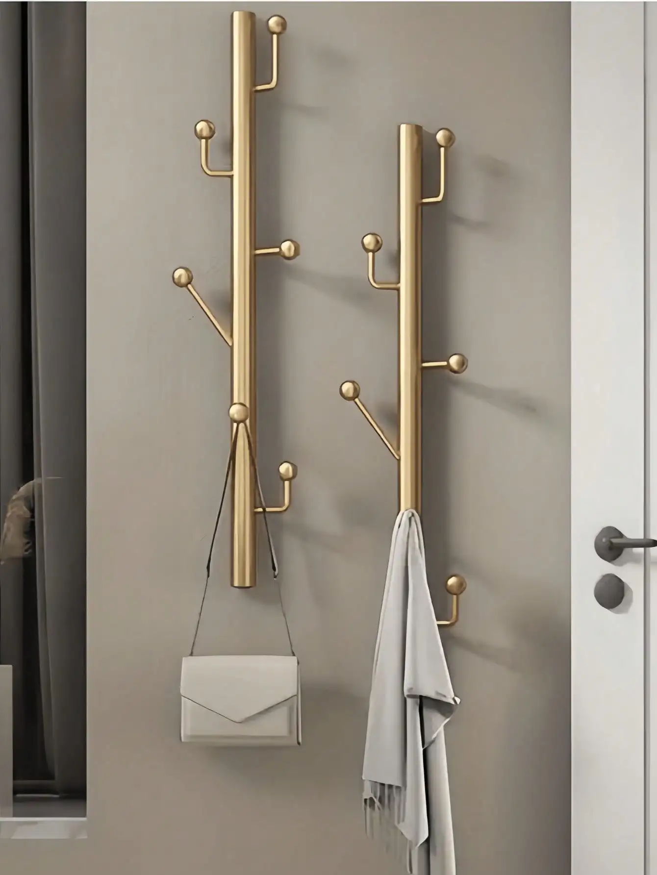 Black Metal Wall Mounted Coat Rack Vertical Hat Stand with Hooks for Coats Bags Scarves