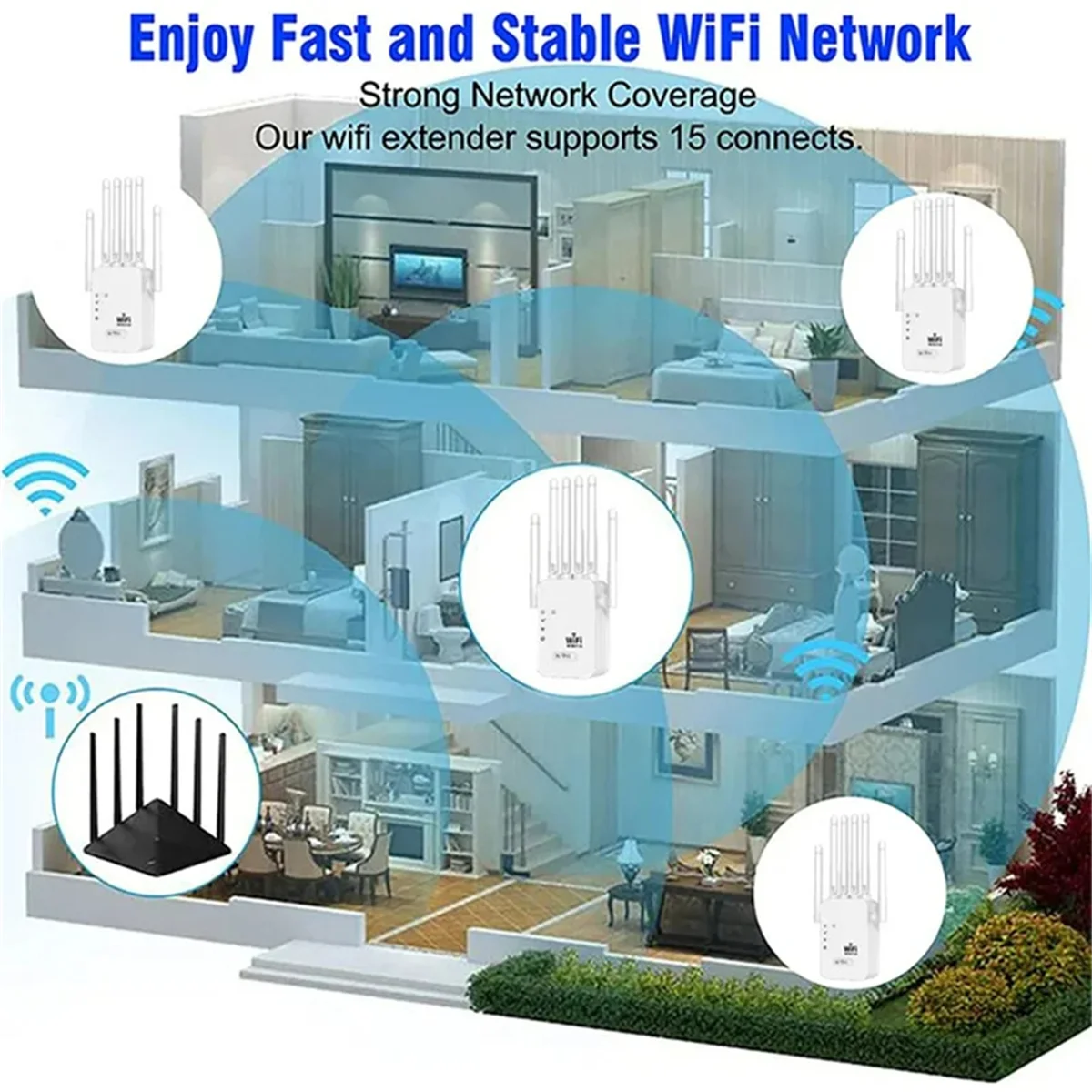 BABQ 1200Mbps repetidor WiFi inalámbrico amplificador de señal WiFi 2,4G 5G red de doble banda 802.11ac enrutador amplificador WiFi enchufe de la UE