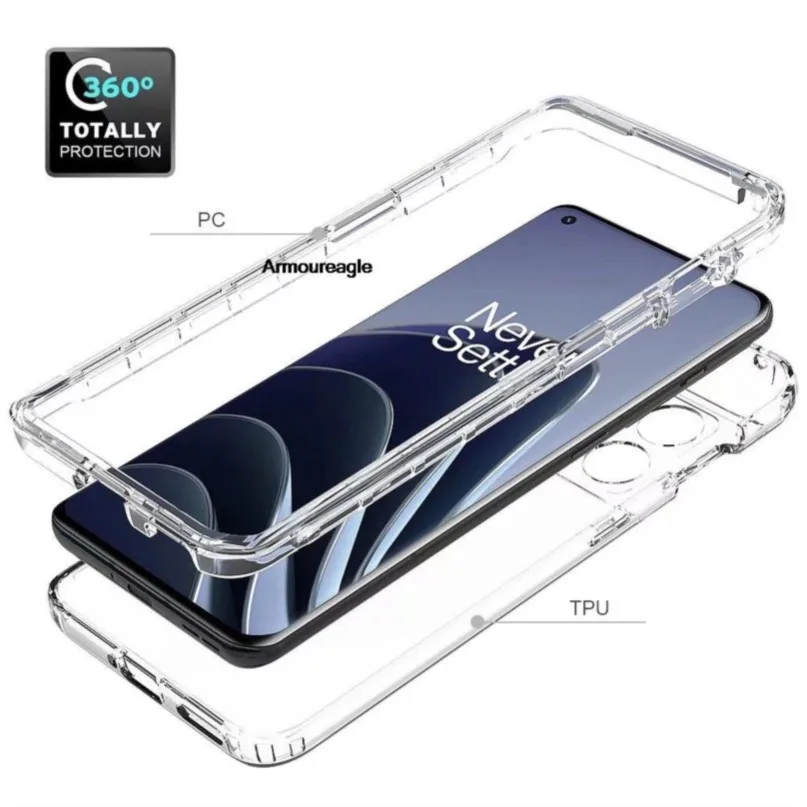 clear case for oneplus 10 pro 5g silicone phone back bag pc bumper 360 full hard protect cover for 1+10 pro black protector