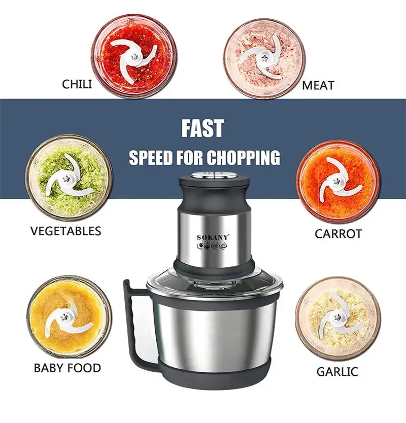 Houselin 3-liters Meat Grinder, 800W Electric Food Processors for Baby Food, Meat, Onion, Vegetables, Fruits