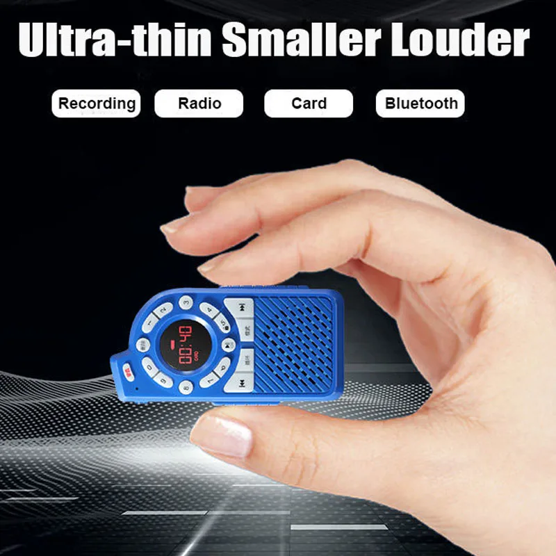 Mini Pocket FM Radio Bluetooth 5.0 Speaker Recorder HIFI Music Player With HD Display Support Power-off Memory TF Card Play