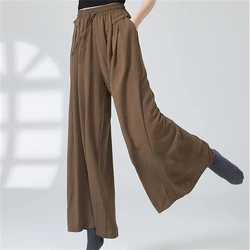 Dance Pant Women Wide Leg Trousers Classical Stage Costume Long Straight Practice Clothes Casual Loose Yoga Drawstring Dancewear