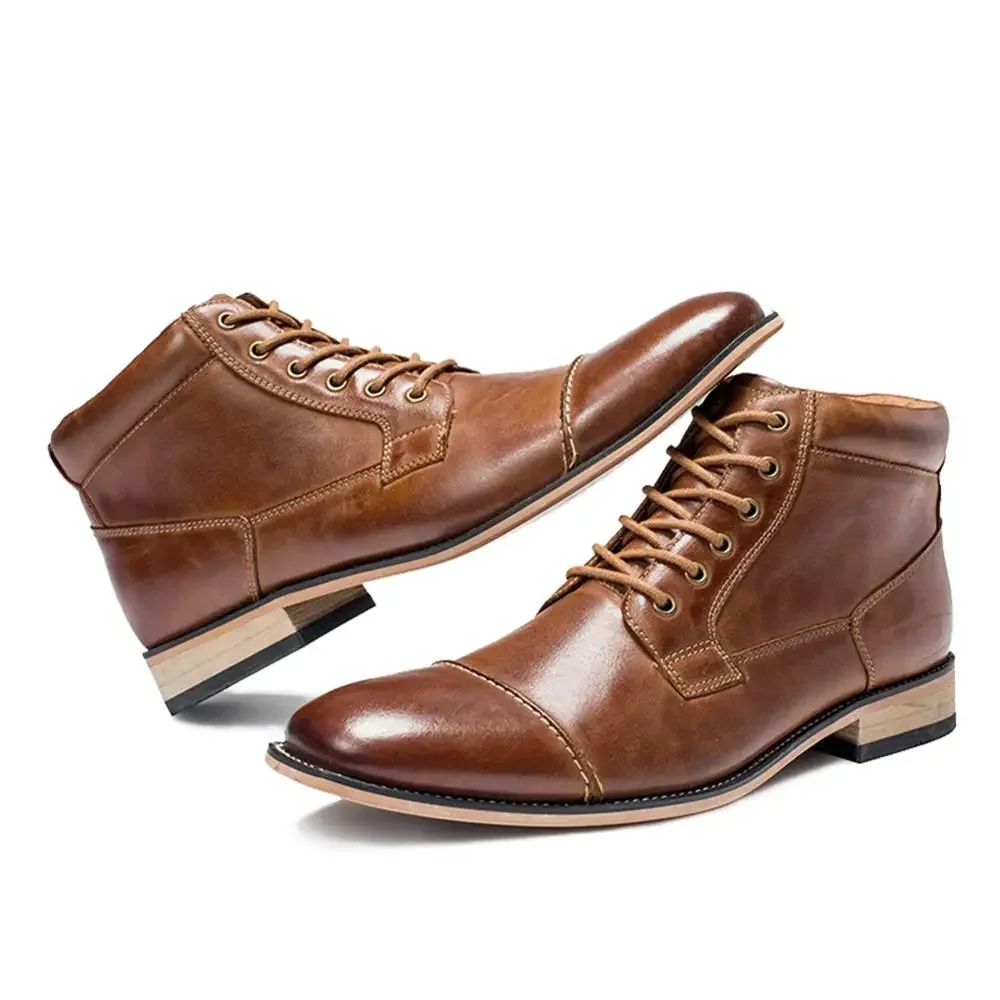 Botas clásicas de cuero genuino para hombre, zapatos informales de alta calidad, botines Chukka a la moda, talla 40-50, Otoño e Invierno