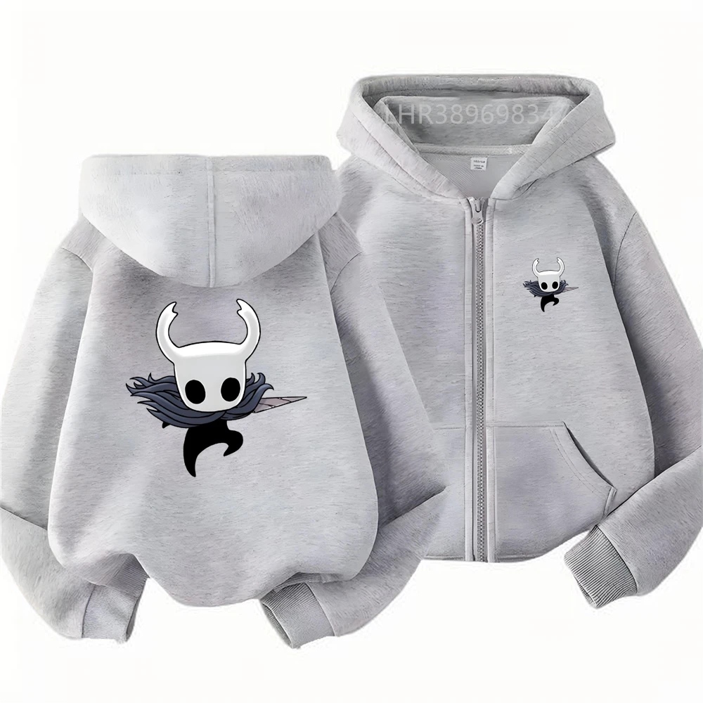 Children Hoodie Zip Up cardigan Game Hollow Knight Kid 3-12 Year Tops Print Pattern Girl Pink Boy Black Coat Autumn Hoodies