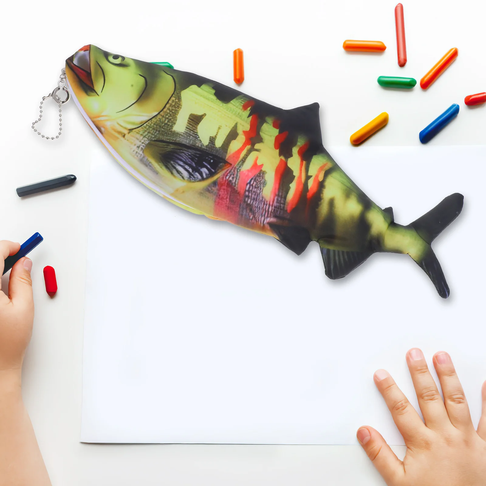 

Fish Shaped Pencil Case Realistic Waterproof Bag Large Capacity School Supplies Zipper Stationery Organizer Mermaid Pen