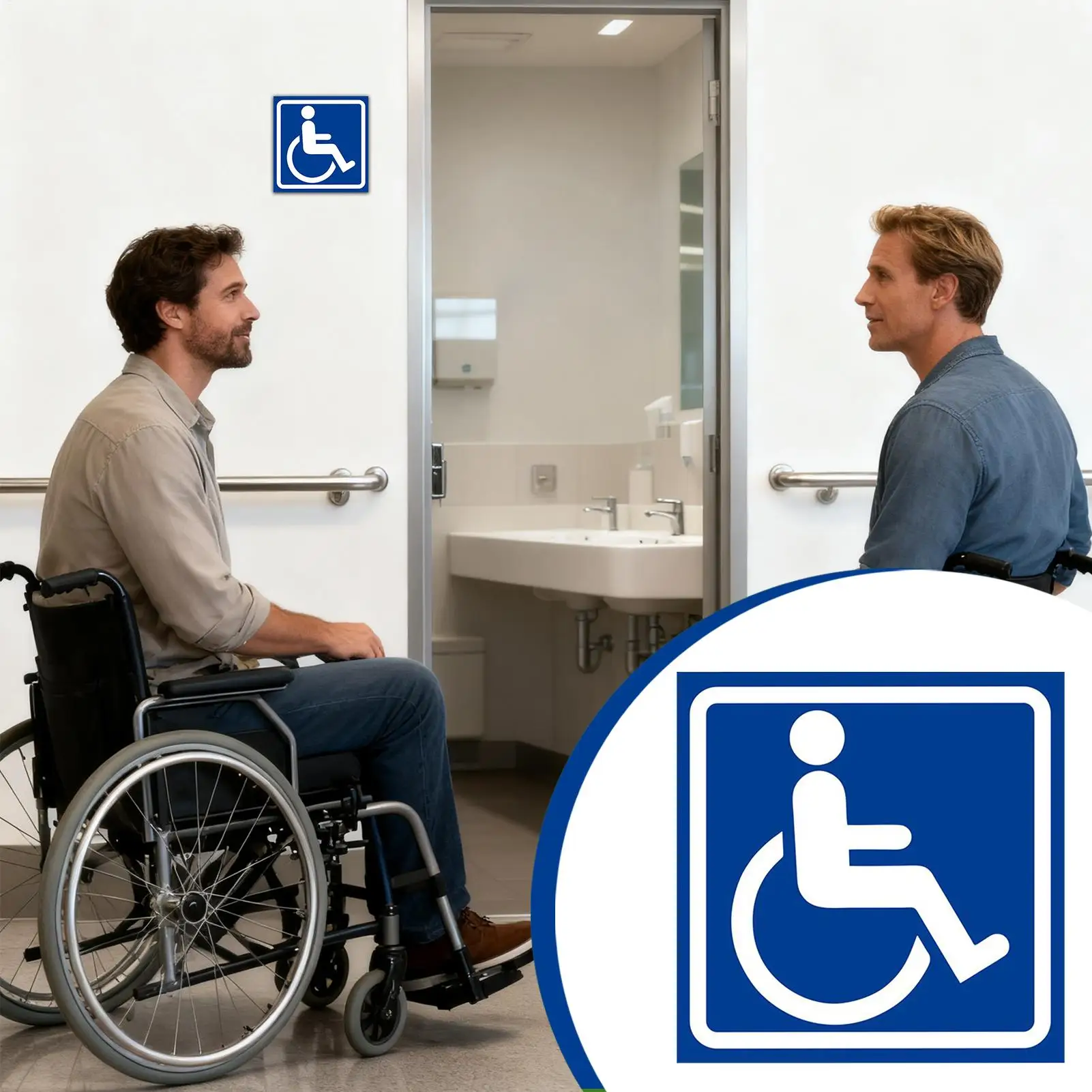 Handicap Sign For Car 4 Pieces Waterproof Self-Adhesive Car Accessories Handicap Bathroom Sign For Bus Parking Restaurant Hotel