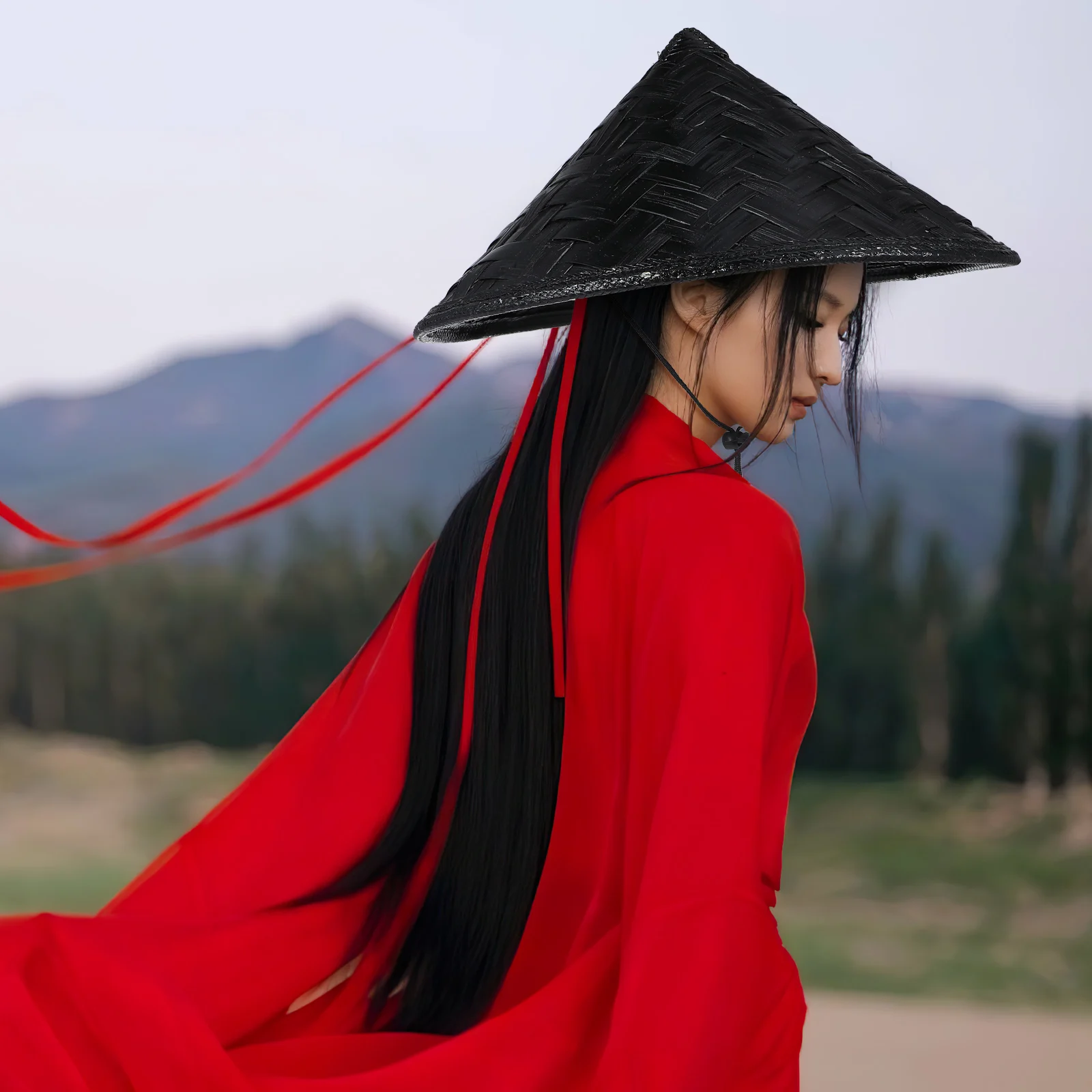 코스프레 대나무 사무라이 모자 코스프레 닌자 장식 파티 캡 장식 간단한 사진 소품 모자 무대 공연용 러스틱 선 햇