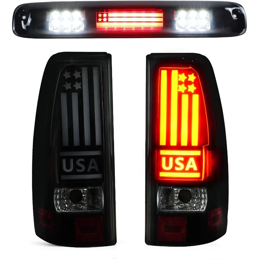 

Комплект светодиодных задних фонарей и третий стоп-сигналов с дымовыми линзами для Chevy Silverado 1500 2500 HD 19992002 и GMC Sierra 1500 2500 HD