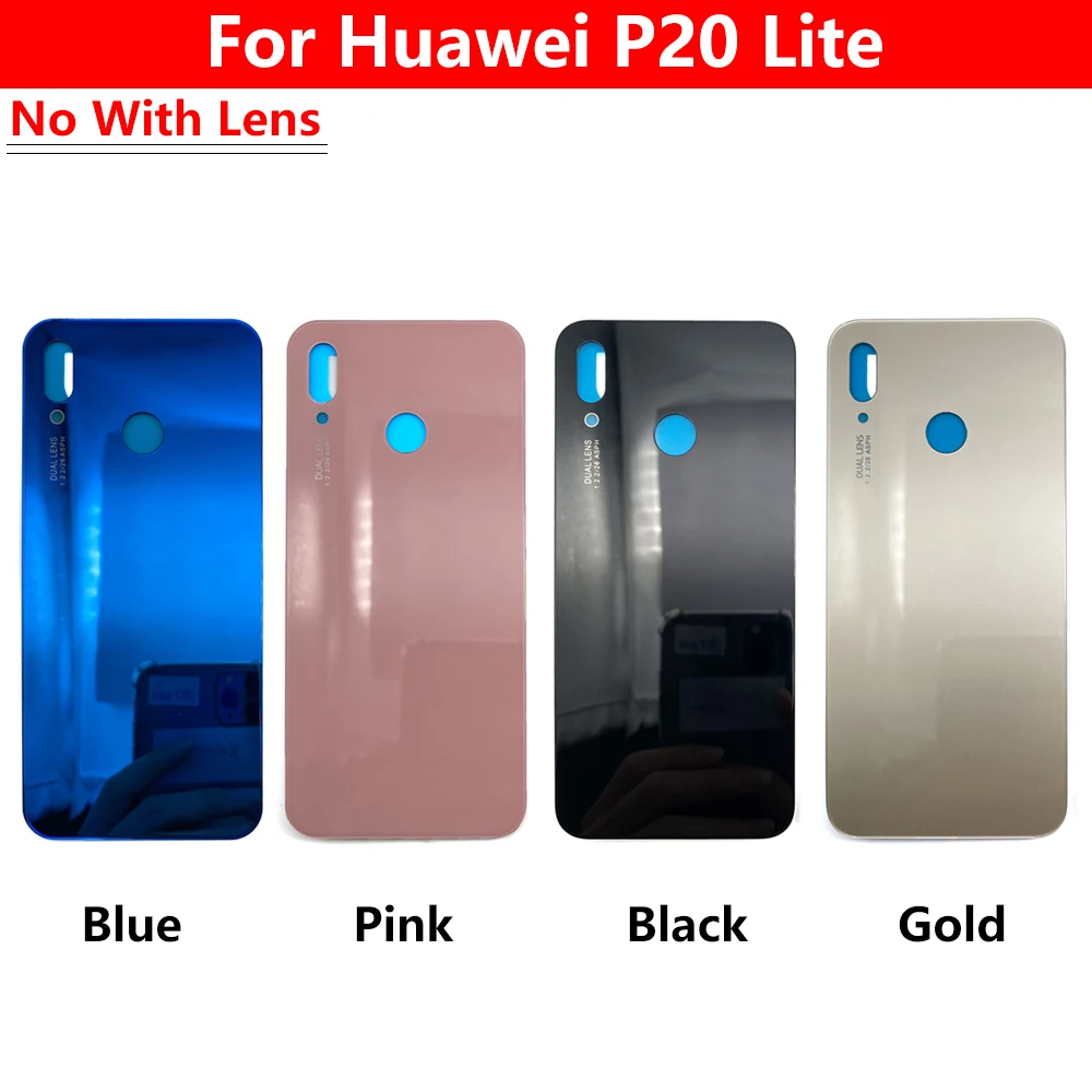 NEW Back Glass Rear Cover With Adhesive For Huawei P20 Lite Battery Door Housing Case back cover With Camera Glass Lens P20 Lite