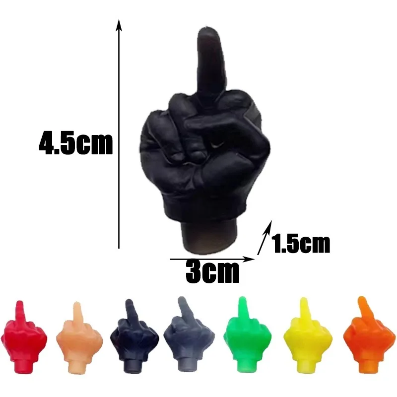 Car Tire Valve Cap Middle Finger Styling Personality Decor Wheel Nozzle Dustproof Waterproof Tyre Valve Stem Caps Accessories