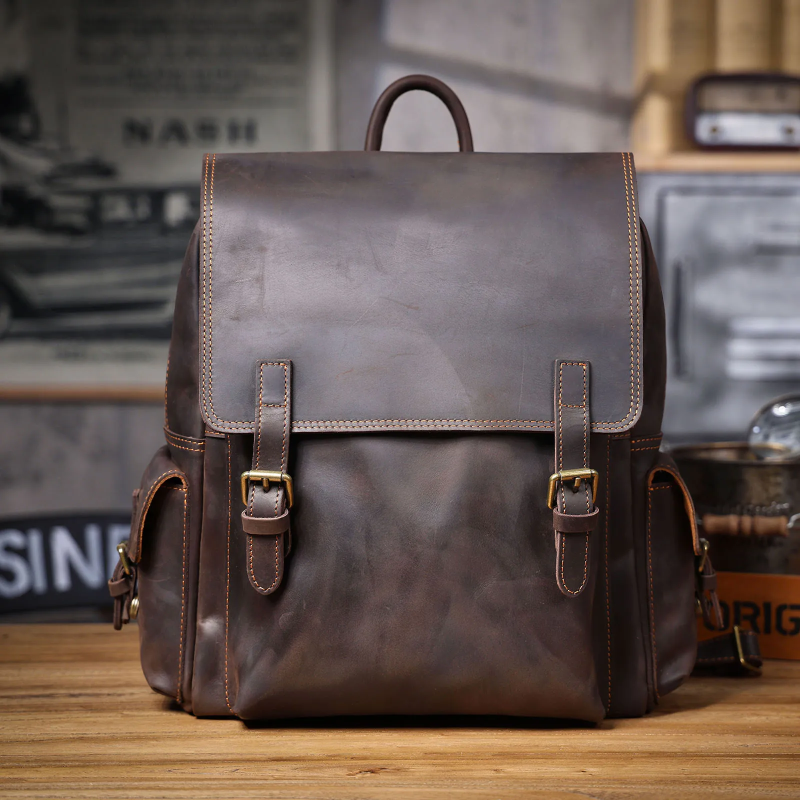 PNDME vintage crazy horse cowhide men's large-capacity backpacks outdoor travel casual luxury handmade genuine leather bagpack