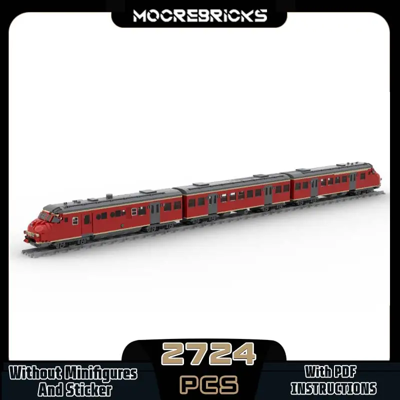 High-speed City Dutch Diesel Electric Passenger  Locomotive Train MOC Building Block Railway Carriage Track Model Brick Boy Toy