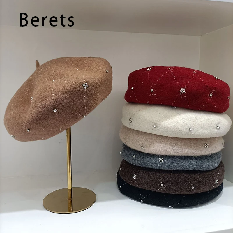 New Harajuku Style Wool Blend Urban Painter Cap For Women Autumn Winter Kawaii Beret Hat Vacation Resort Fashion Elegant Lvy Hat