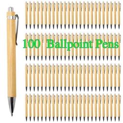 100Pcs Bamboo Ballpoint Pen Stationery Party Pens Office School Supplies Business Gifts
