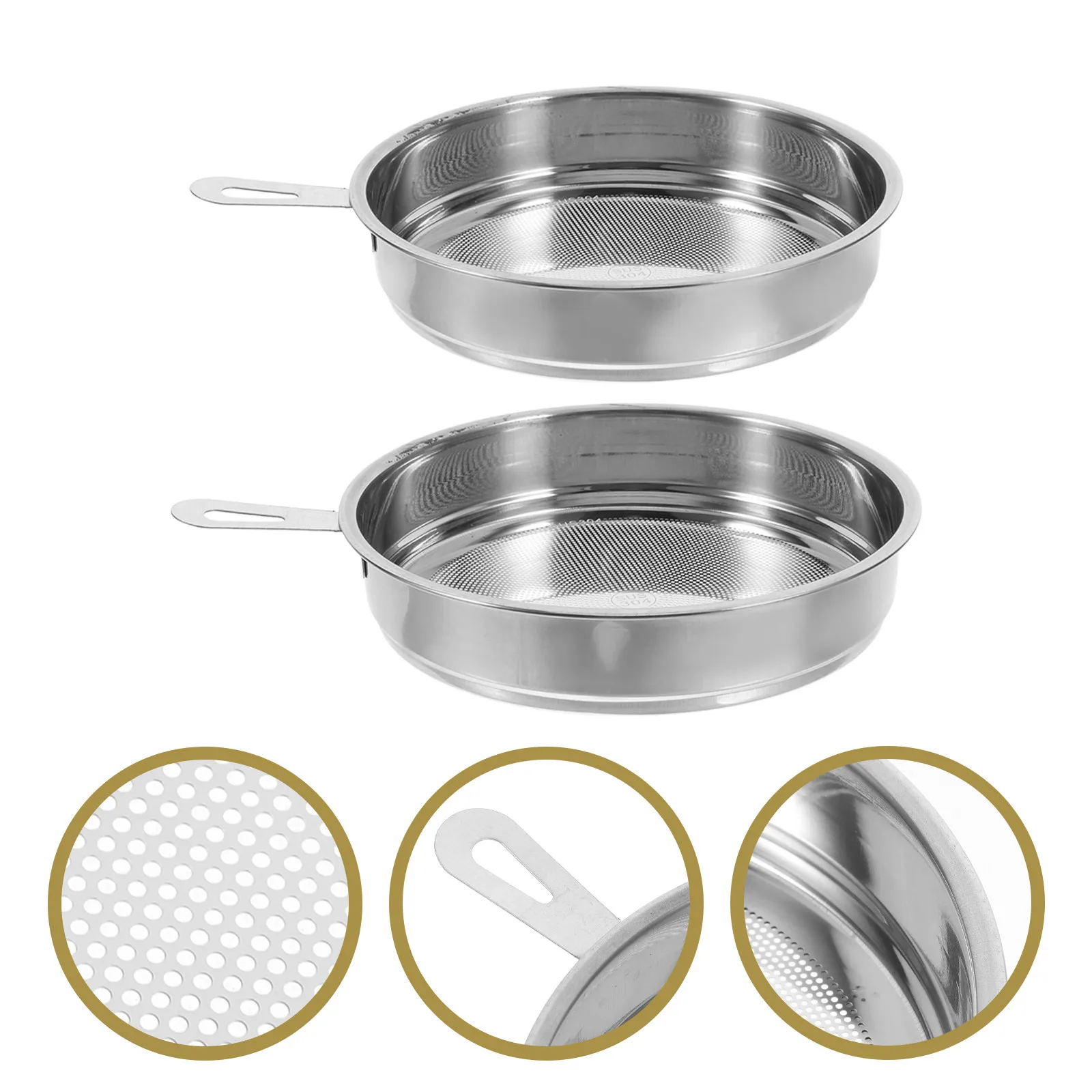 

2Pcs Oil Strainer Pot Filter Cover Stainless Steel Mesh Filter Lid Bacon Grease Saver Replacement Cooking Grease Storage