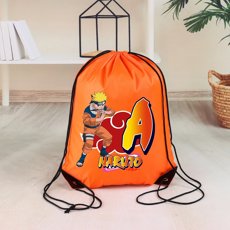 Narutos Bundle Pocket Kawaii Аниме Рюкзак на шнурке Молодежная мода Спортивная сумка большой вместимости Подарочные сумки с героями мультфильмов Велосипедный рюкзак