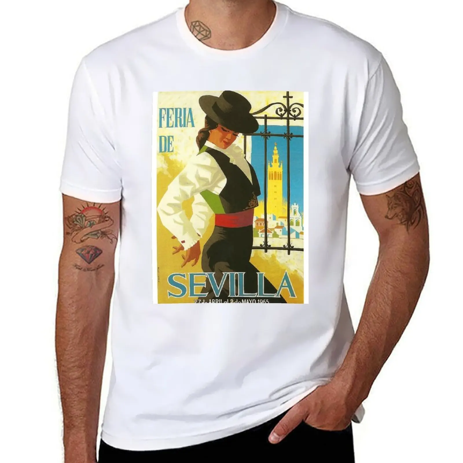 

Spain 1965 Seville April Fair Poster T-Shirt t shirts for man pack cotton t shirts designer T-Shirt