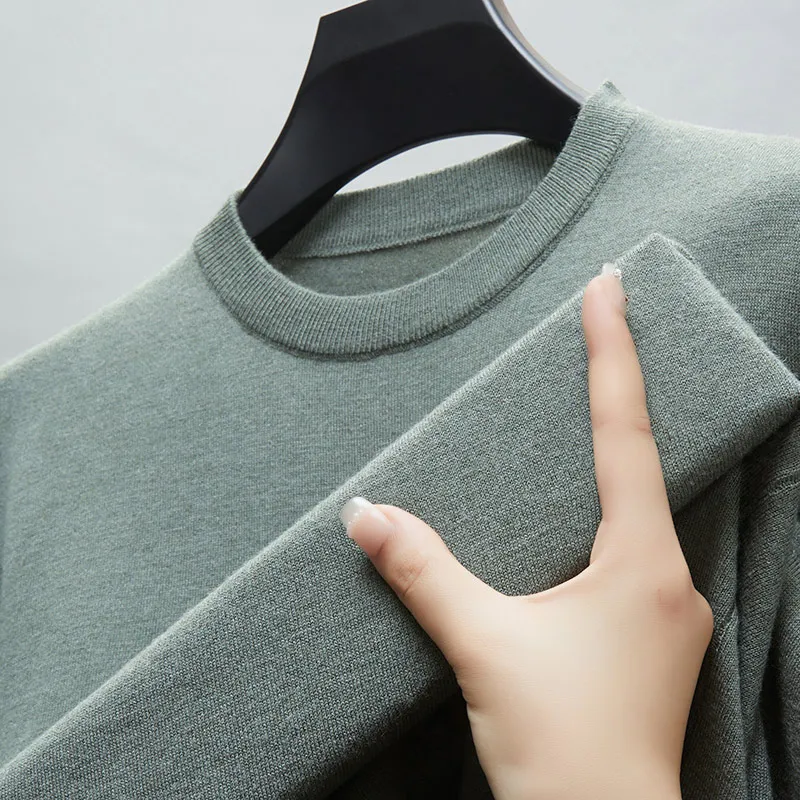 Men's Sweater Men Round Neck Knitted Pullovers Blended Wool Sweater Fall Winter Warm Men Jumper Slim Fit Casual Basic Model Tops