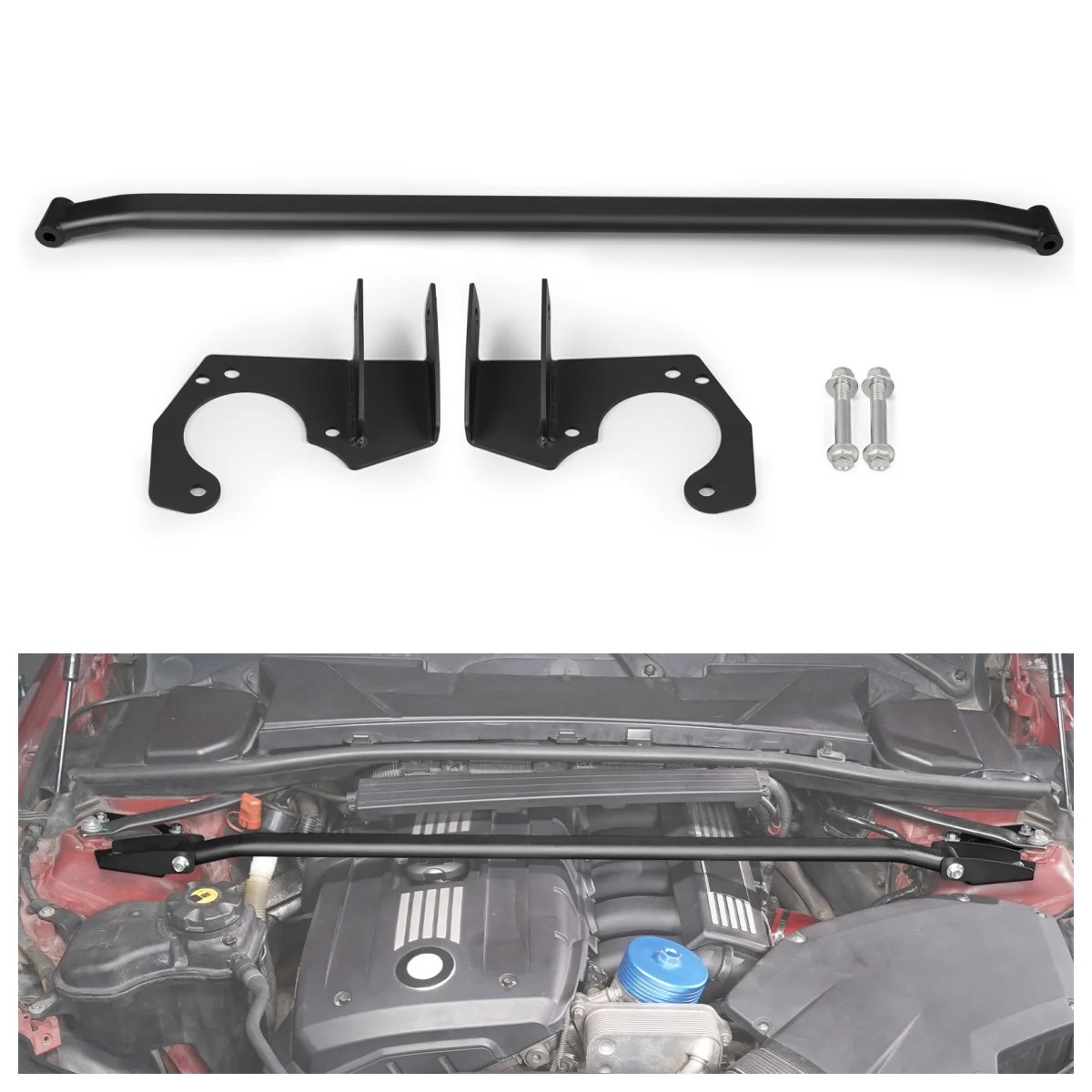 BEVINSEE Front Upper Strut Bar Brace for BMW E90 E92 E91 E93 323i 325i 328i 330i 2005-2013