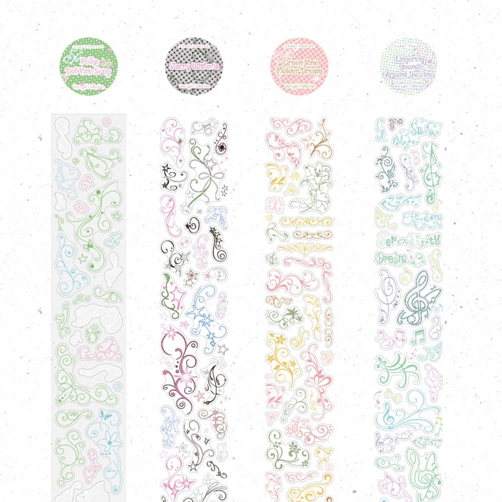35CM/Rolle Frische Blumen- und Pflanzenmuster im INS Retro-Stil, vielseitiges Material für Handarbeiten, DIY-Basis, dekorative Aufkleber – Detail 4