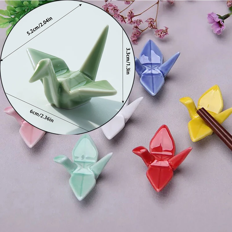 Ceramic Paper Crane Chopstick Rest Chopsticks Forks Spoon Holder Dinner Spoon Stand Home Decoration Ornament Housewarming Gift