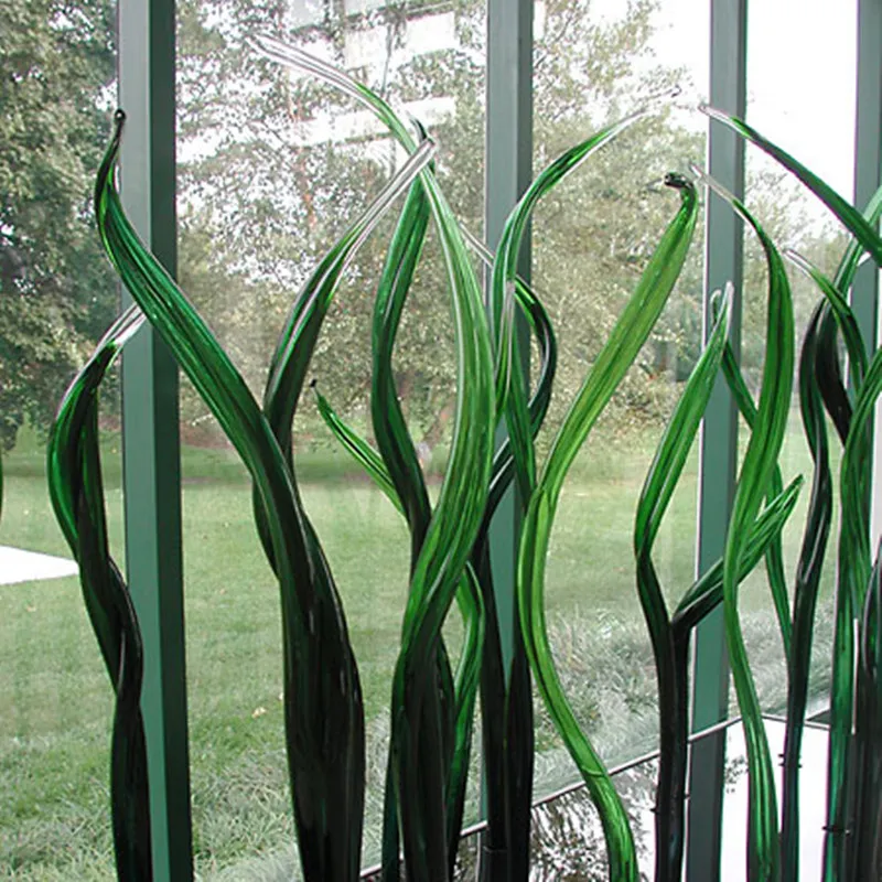 

Hand Blown Murano Glass Grass Green Color Art Crafts Garden Indoor Floor Sculpture