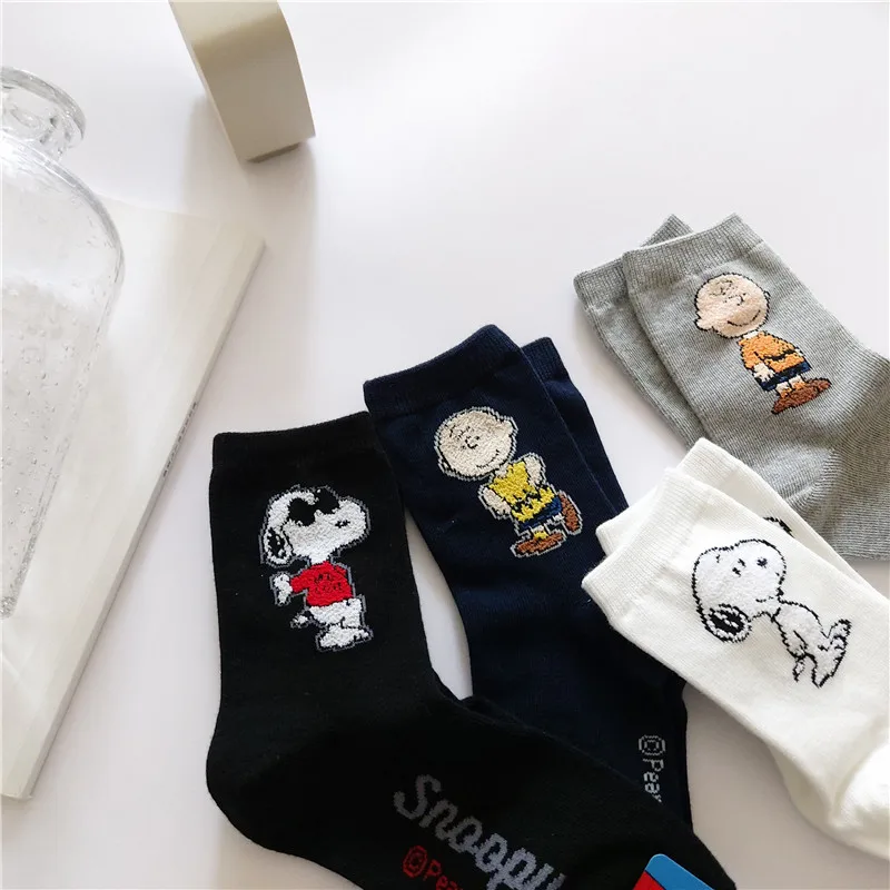 Snoopy Cartoon Cotton Socks Men Sports Breathable Socks Long Tube Cotton Socks Skateboard Casual Men Women Couples Fashion Sock