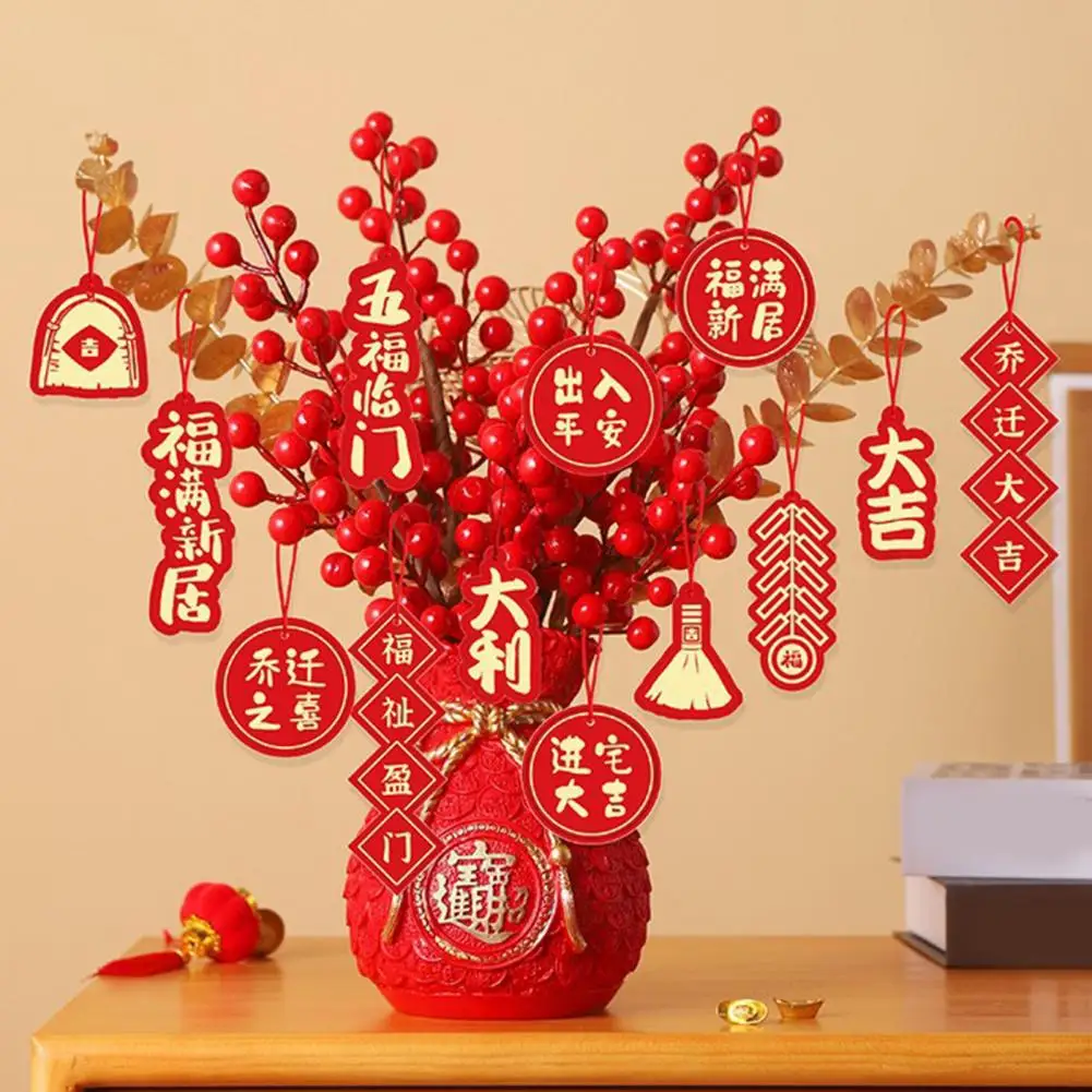 18 Pcs 3.5*8.5cm Chinese New Year Pendant Couplets Lantern Shape Hanging Ornament For Traditional Spring Festival Decorations