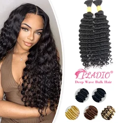 PLADIO 100 Grams Deep Wave Human Hair Braiding Bulk Hair Extensions No Weft 100% Brazilian Remy Human Hair Bundles Natural Color