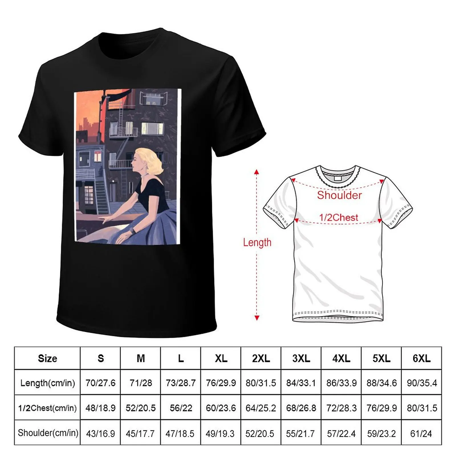 Rear Window - Pencil illustration Hitchcock fan art T-Shirt Plus Size Workout Short Sleeve Top