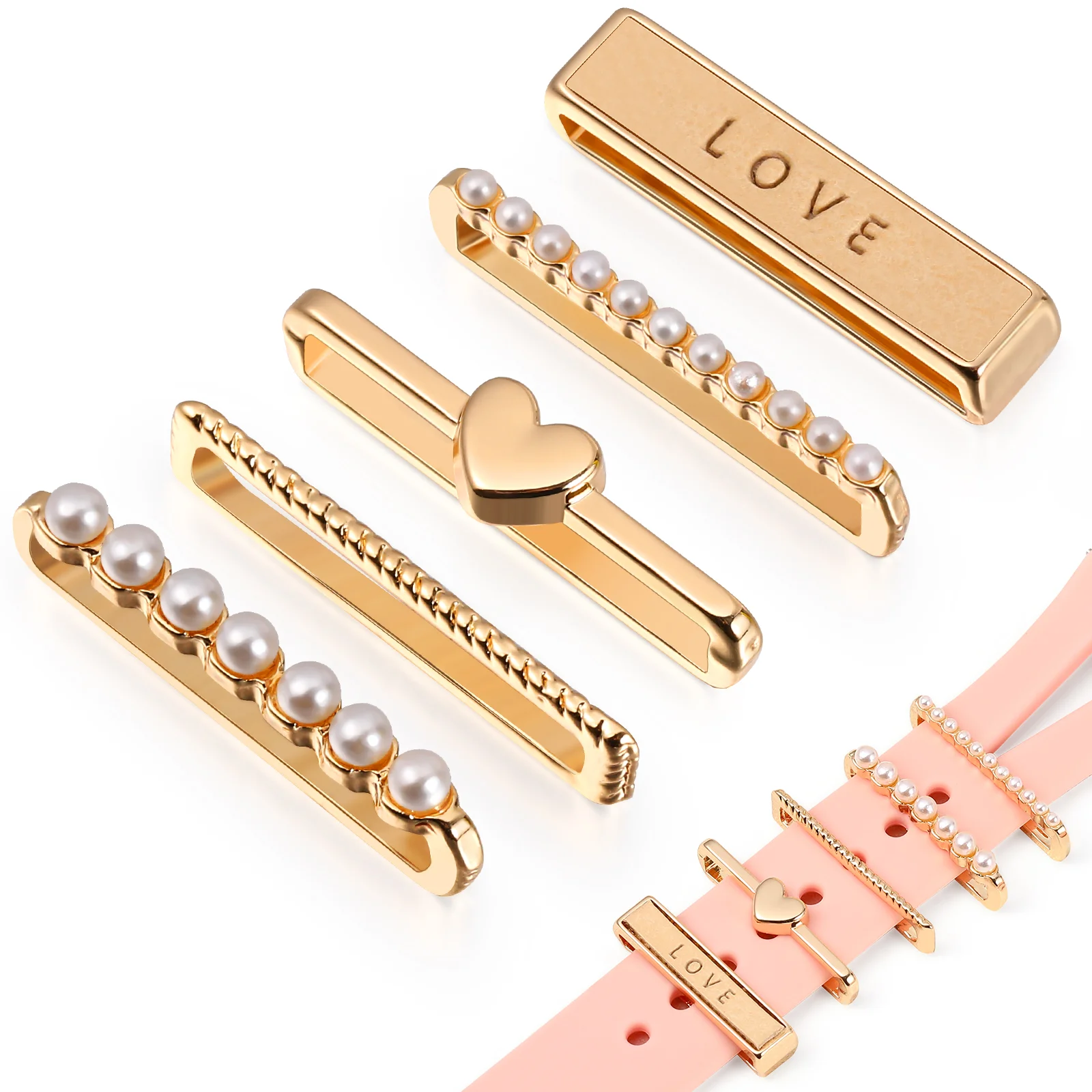 

5 Pcs Strap Decorative Ring Watch Band Accessories for All Sizes Metal Rings Charm Watchband Smartwatch Charms Zinc Alloy