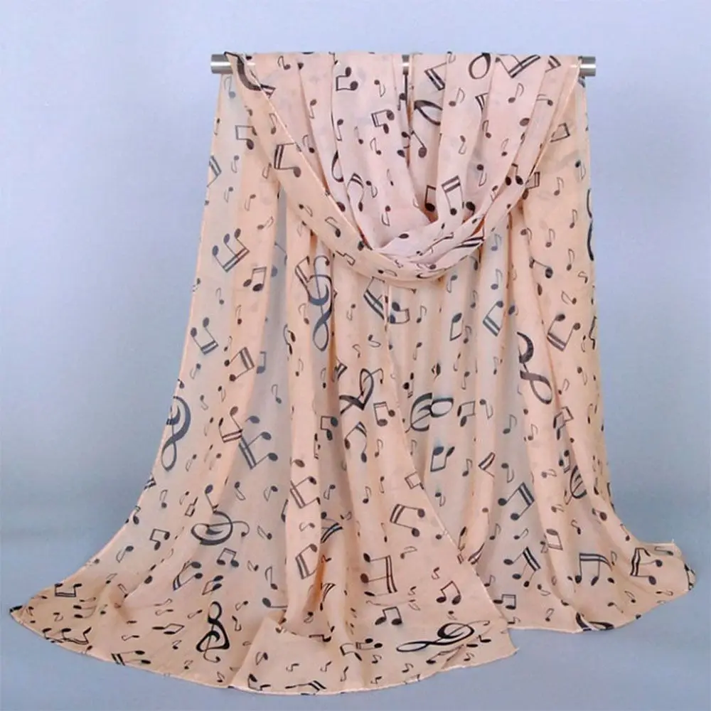 

Fashion Trendy Women Neck Scarf Ladies Gift Accessory Sheet Muffler Music Note Printed Scarf Shawl Chiffon Silk Scarf