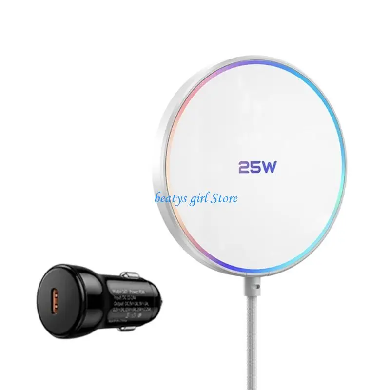 C7AB 25W Wireless Car Chargers With 1.2M Cable And Chargers Adapter Perfect For Phone 12 To 17 Models