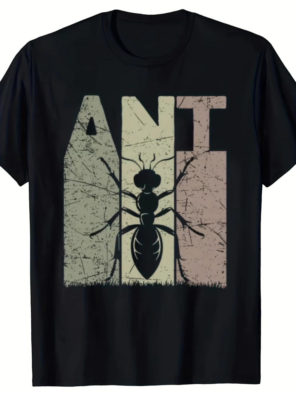 Men'S Vintage Entomology T-Shirt Oversized Black Retro Ant Keeper Design with Ant Colony Print Ant Lettering Loose Fit Tee