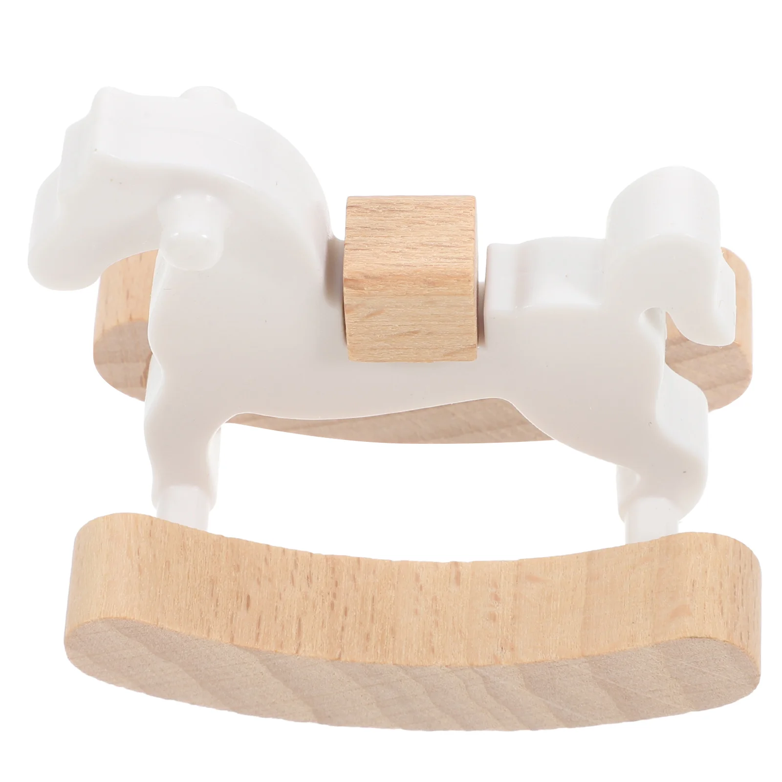 Small Wooden Horse Mini Furniture Adorn Rocking Chair Miniatures Baby Dolls Toy House Rocking-chair Model Desktop