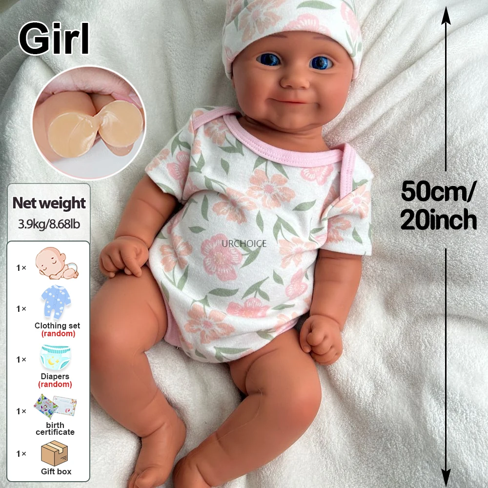 20 インチぽっちゃり女の赤ちゃんマディ全身ソフトリアルなシリコーンリボーンベビードール防水手作り新生児人形子供のおもちゃ