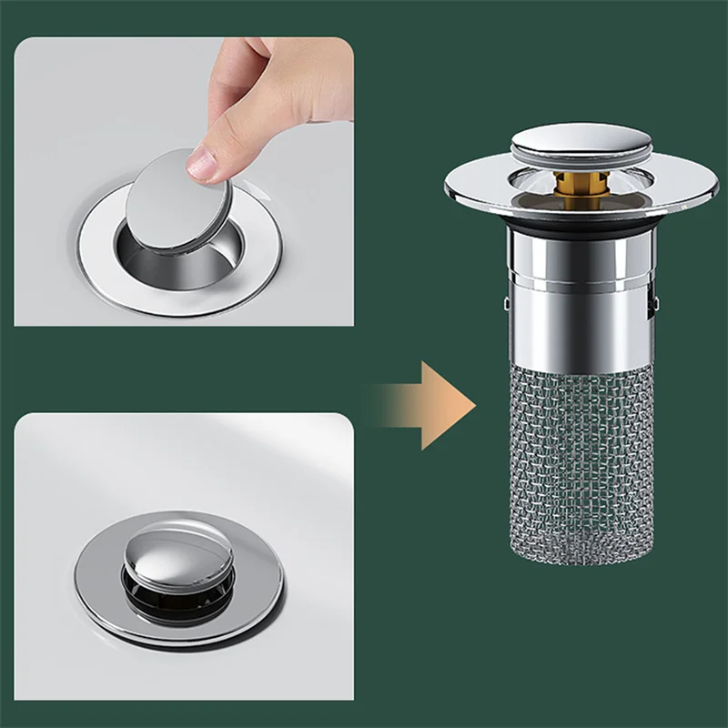 Filtro di scarico a pavimento multifunzionale lavabo Pop-Up Bounce Core tappo per lavabo raccoglitore per capelli doccia filtro per lavabo strumenti per il bagno