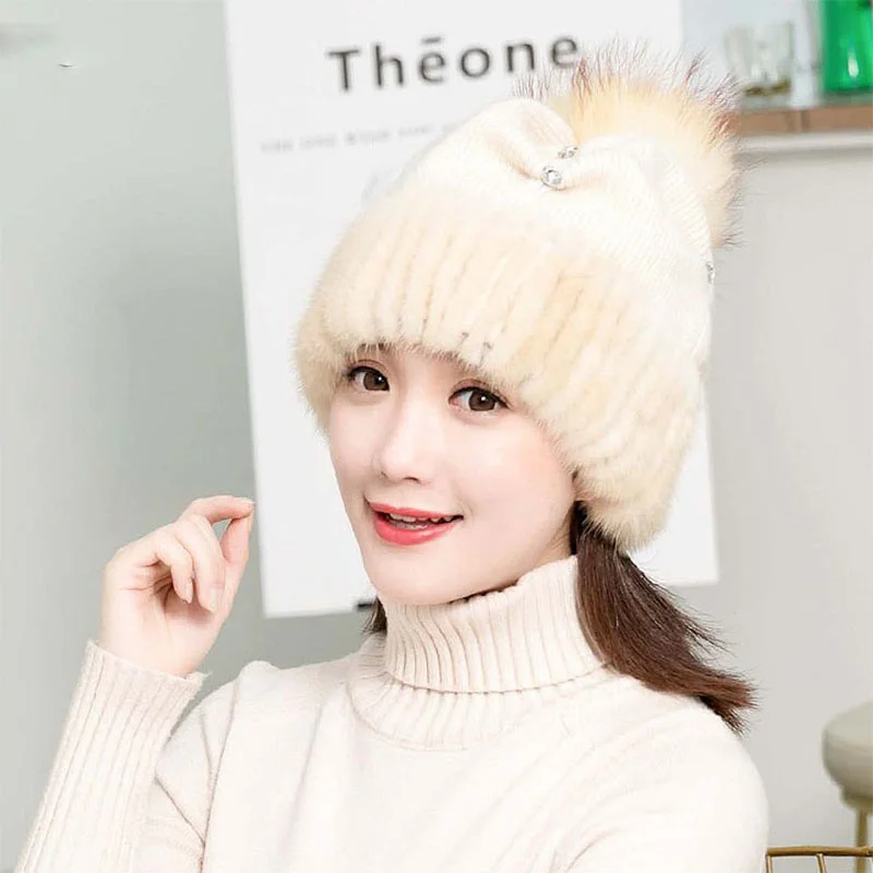 

Women's Korean Knitted Woolen Hat New Winter Warm Mink Hair Cute Student Big Elastic Thickened Casual Beret 2023