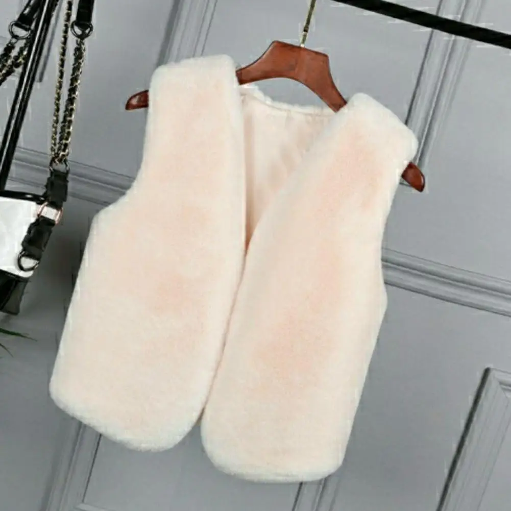 

Elegant Popular Thicken V Neck Vest Waistcoat Faux Fur Women Vest Plush for Daily Wear