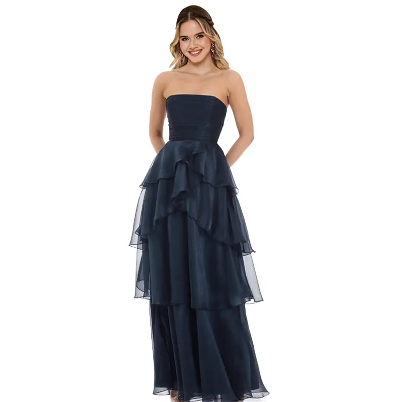 

LORIE Polychrome Mesh Fabric Bridesmaid Dresses A-Line Strapless Draped Bridemaid Dress Ball Wedding Party Prom Gowns Customized