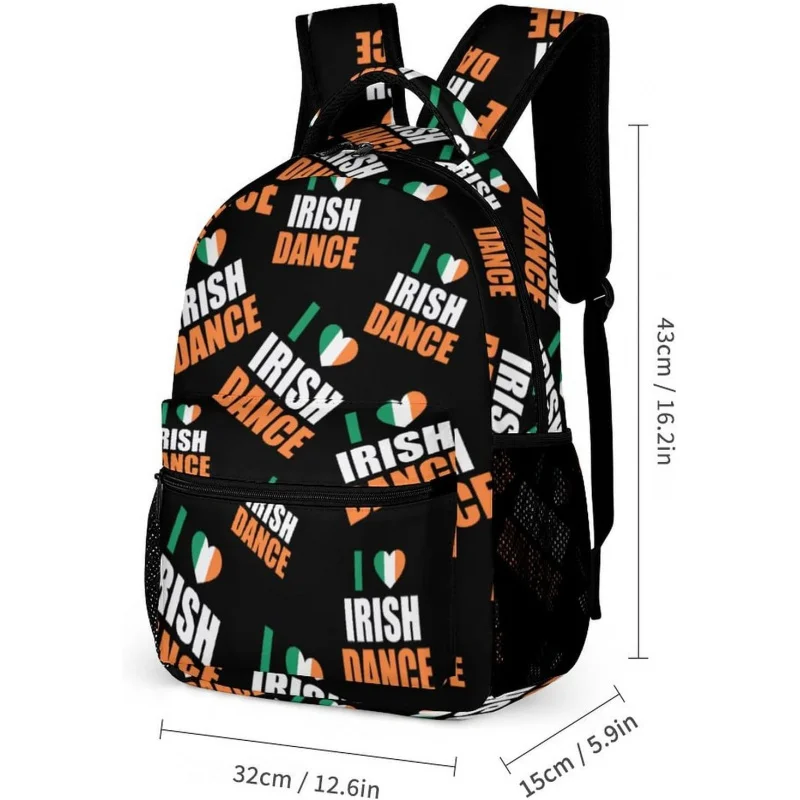 حقيبة ظهر I Love Irish Dance Travel، حقيبة ظهر لطيفة لأجهزة الكمبيوتر المحمولة، حقيبة كمبيوتر للرجال والنساء