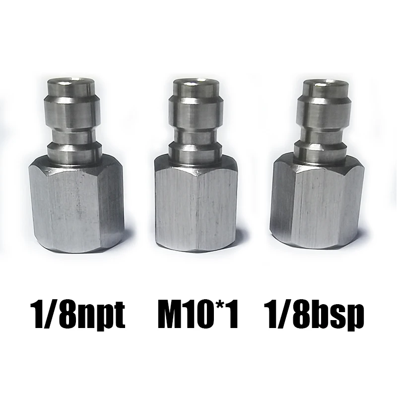 3pcs Quick Disconnect Charging Adaptor 8mm Male Pulg Coupler Connector Stainless Steel 1/8NPT M10*1 1/8BSPP