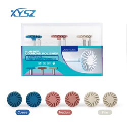 Dental Rubber Polisher Composite Resin Polishing Diamond System RA Disc 14mm Wheel 3 Colors Diamond Spiral Flex Brush