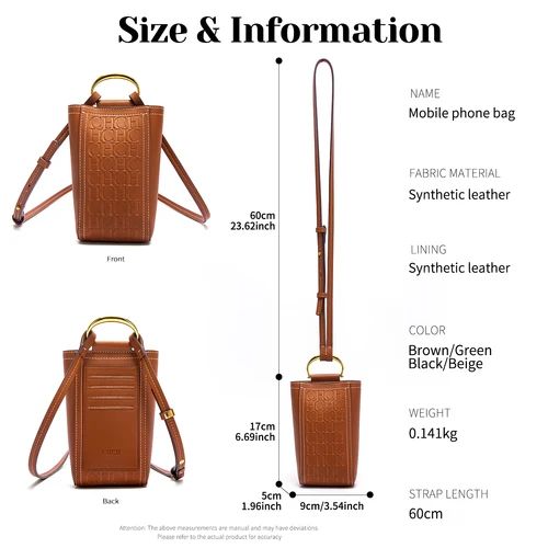 Imagen 2 del producto Bolso para tarjetas de crédito, bolso cruzado para mujer, nuevo bolso para teléfono móvil de Color sólido de otoño